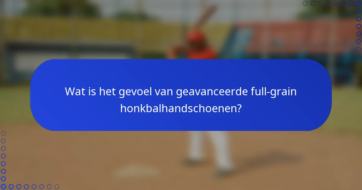 Wat is het gevoel van geavanceerde full-grain honkbalhandschoenen?