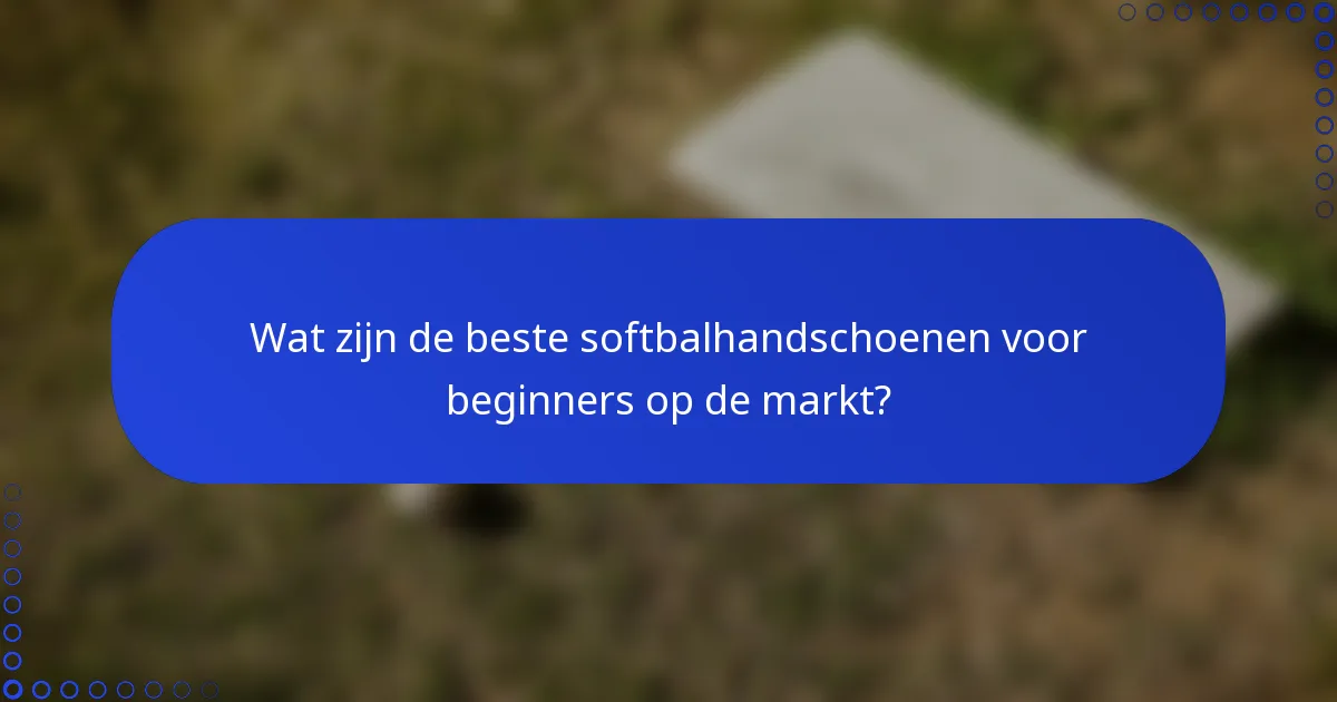 Wat zijn de beste softbalhandschoenen voor beginners op de markt?