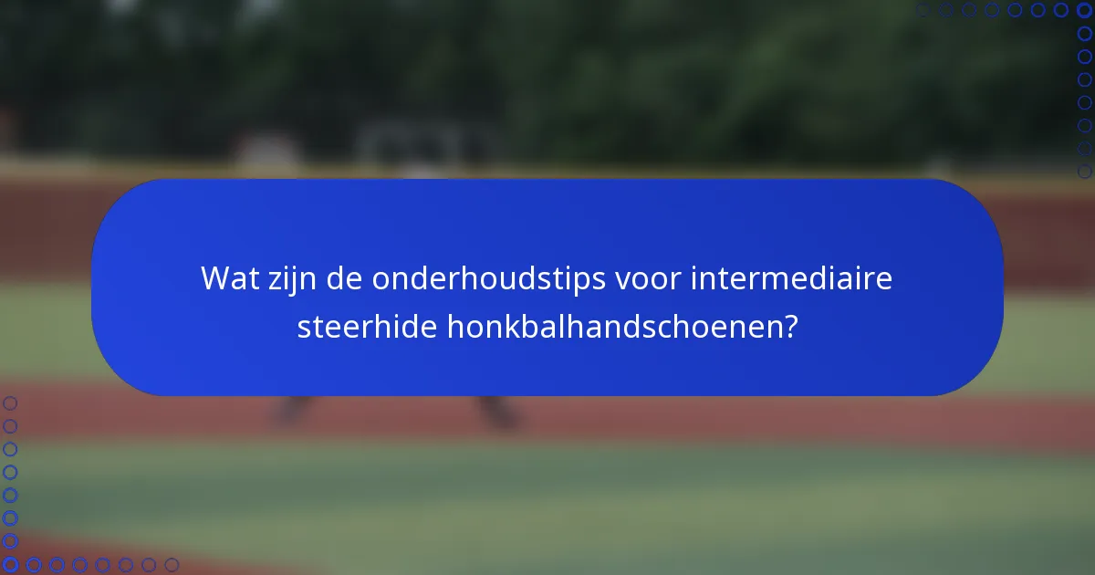 Wat zijn de onderhoudstips voor intermediaire steerhide honkbalhandschoenen?