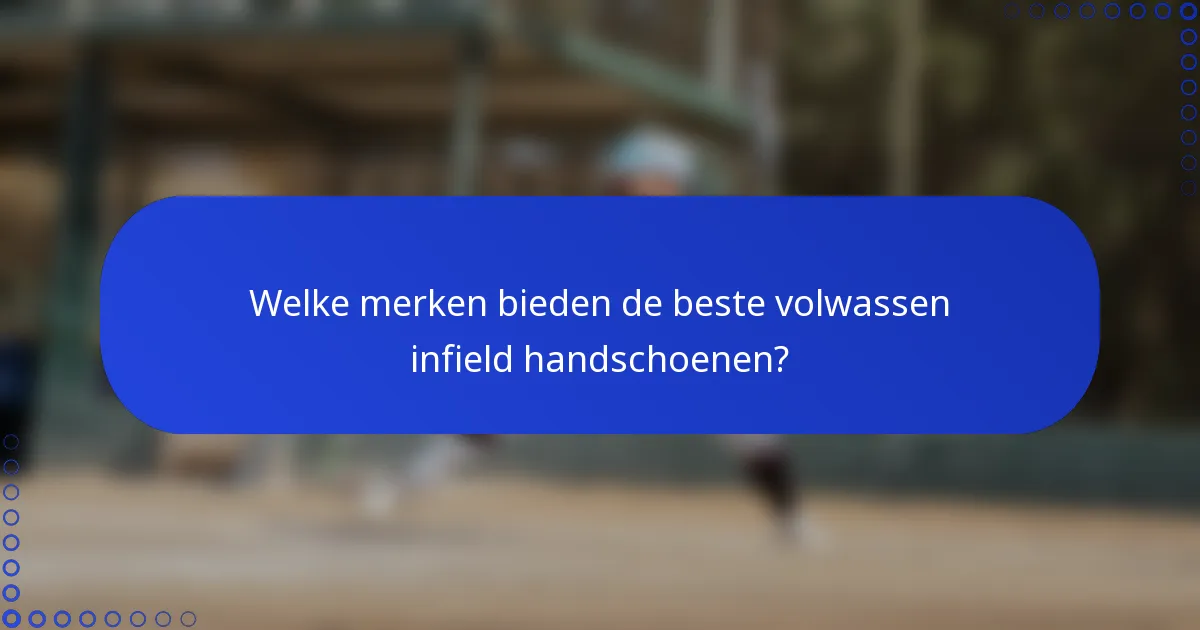 Welke merken bieden de beste volwassen infield handschoenen?