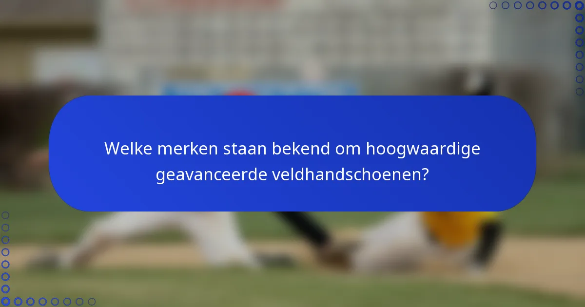 Welke merken staan bekend om hoogwaardige geavanceerde veldhandschoenen?