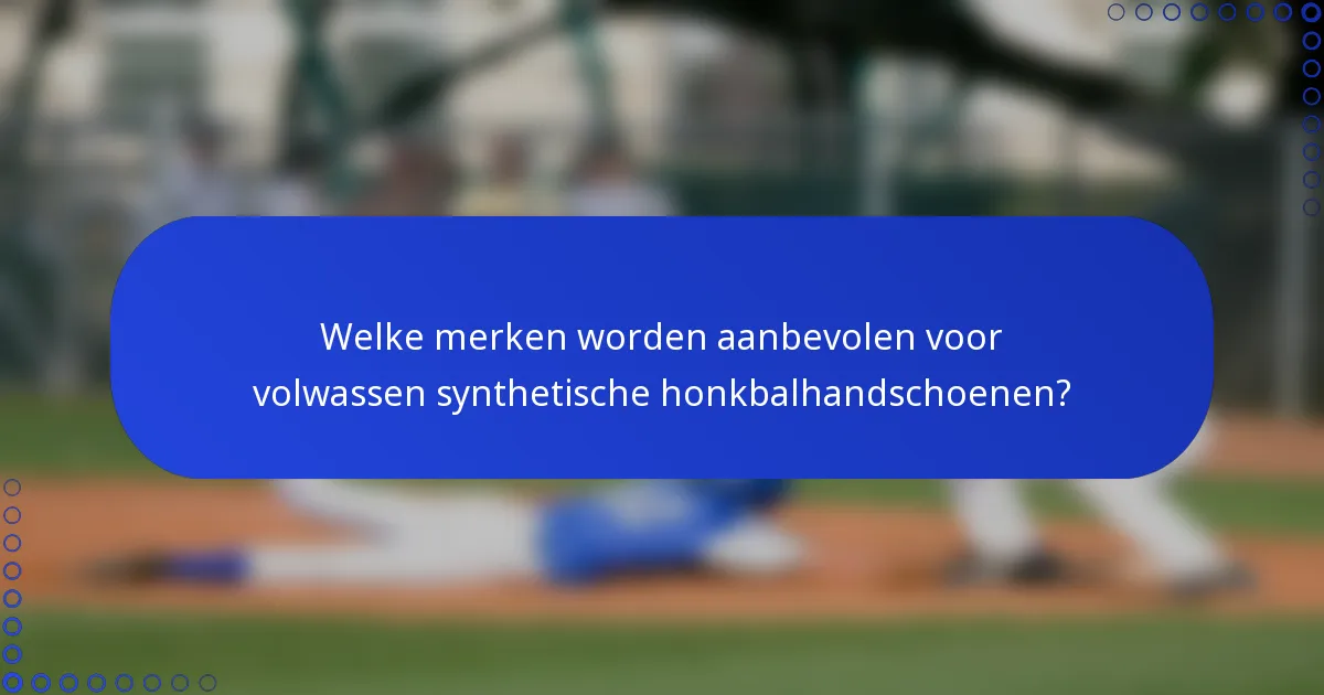 Welke merken worden aanbevolen voor volwassen synthetische honkbalhandschoenen?